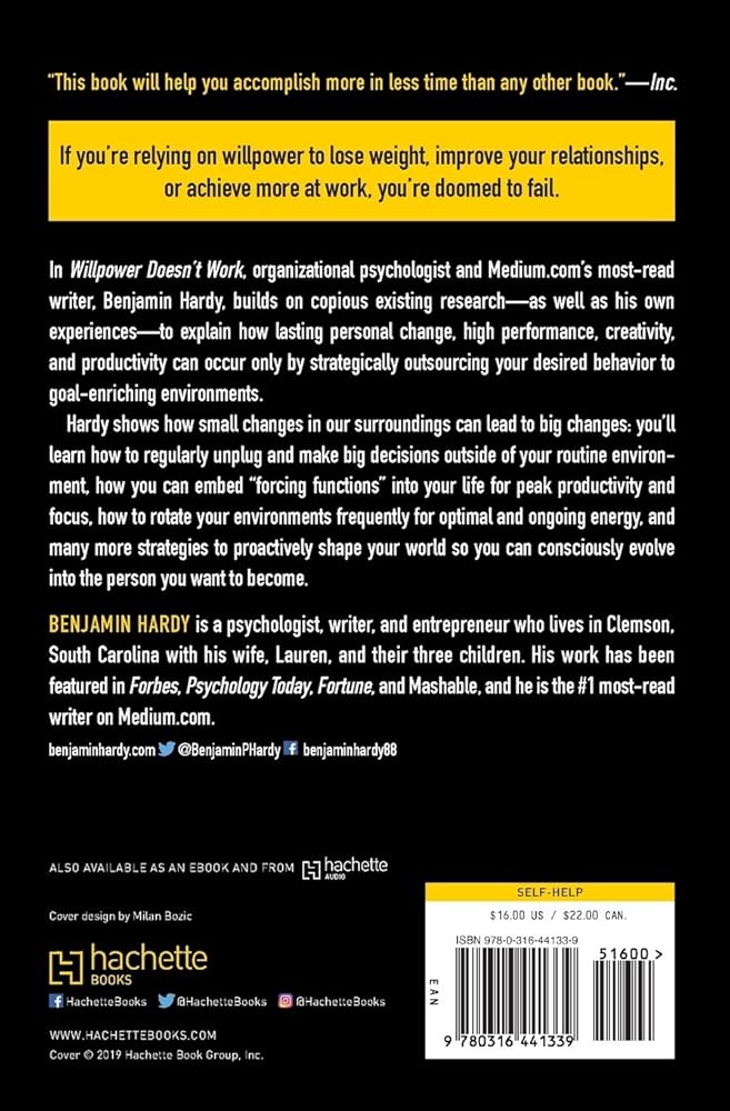 Willpower Doesn't Work Book Back Cover
